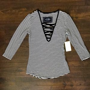 Black and white striped top